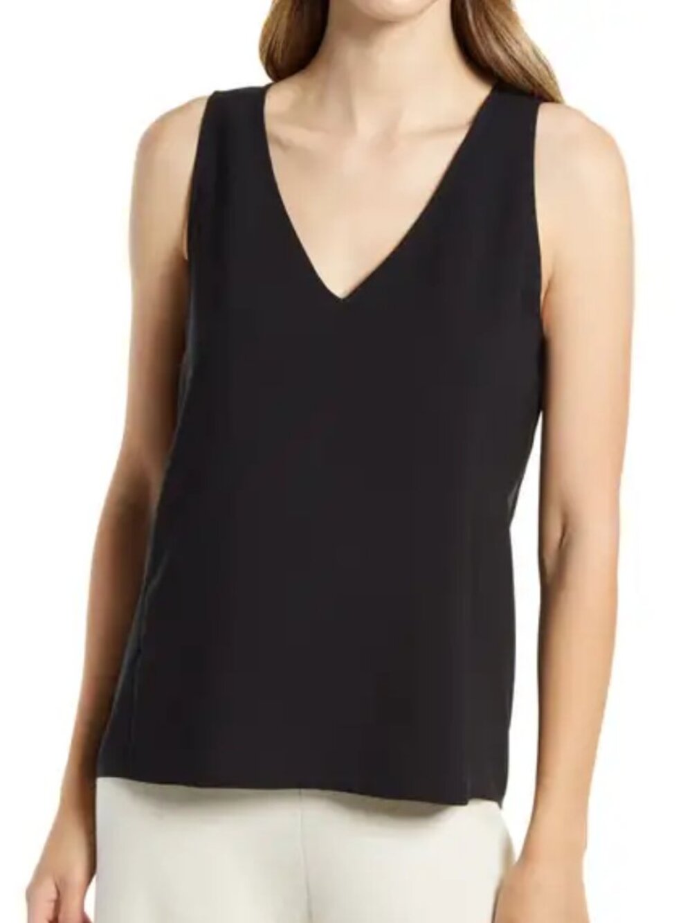 Nordstrom Black Everyday V Neck Shell Tank Size XL